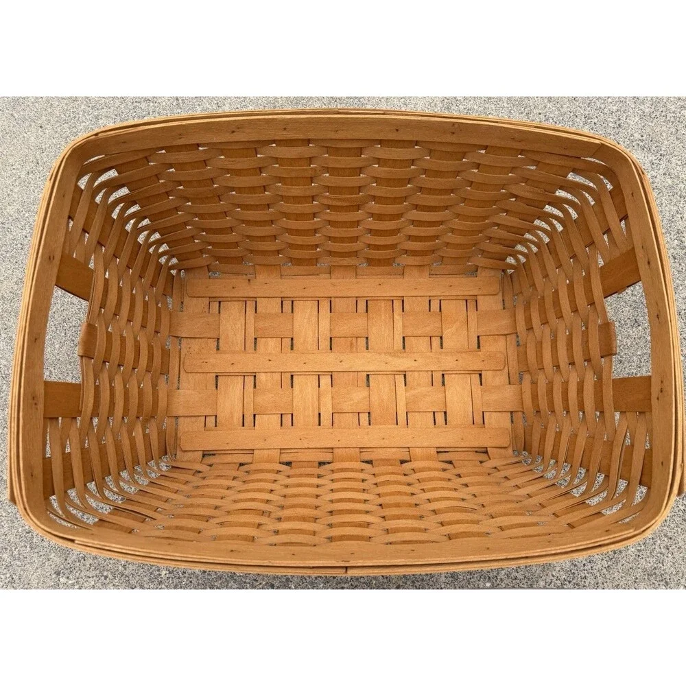 Longaberger 1996 Traditional Red Fabric Plastic Insert Laundry Basket VTG Large